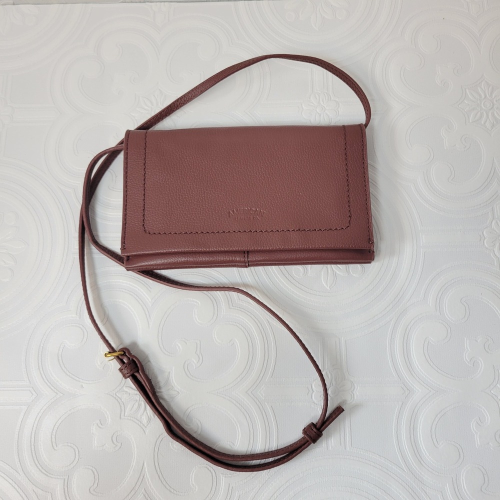 American Leather Co Pebble Grain Leather Crossbody Crossbody Bag Brown